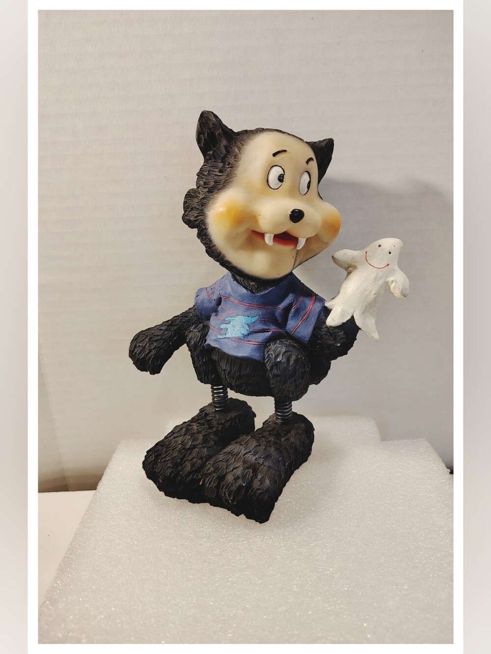 ☠️ Wolf w/Ghost ☠️ Figure w/Spring Legs Table Decor 6.5" Tall